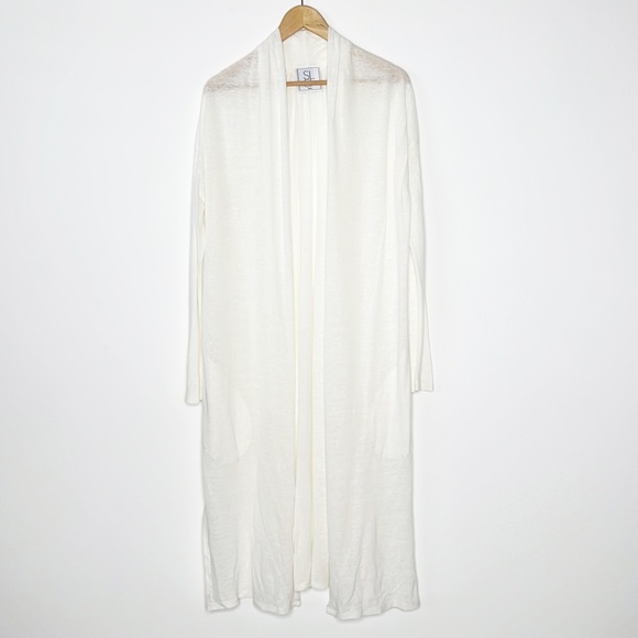 Sarah Liller (SLSF) Linen Blend Open Front Cardigan Sweater - Picture 10 of 13